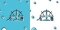 Black Scales of justice, gavel and book icon isolated on blue and white background. Symbol of law and justice. Concept Royalty Free Stock Photo