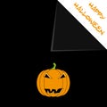 Black scarry Halloween card with a pumpkin and place for text.