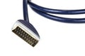 Black scart cable for television and satellite. Royalty Free Stock Photo