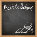 Black school blackboard with chalk-drawn school objects. Vector