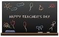 School blackboard with drawings and greeting text Royalty Free Stock Photo