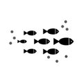 black school of fish icon. Natural background. Vector illustration. Stock image. Royalty Free Stock Photo
