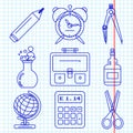 Black school goods icons. Part 1 Royalty Free Stock Photo