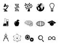 Black science research and study icons set