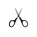 Black scissors cut watercolor illustration isolated. Object on white background.Aquarell scissors isolated.