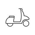 Black Scooter Line Icon. Moped, Motorbike, Motorcycle Linear Pictogram. Modern Motorcycle for Delivery Service Outline Royalty Free Stock Photo