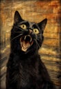 black screaming cat, angry cat, cat screaming generated by ai, generative assistant.