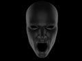 Black screaming computer generated face - isolated on black background