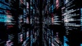 Black screen with programming language code running with glitch effect, seamless loop. Animation. System engineering Royalty Free Stock Photo