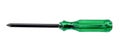 Black screwdriver with green handle isolated on white background with clipping path Royalty Free Stock Photo