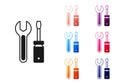 Black Screwdriver and wrench spanner tools icon isolated on white background. Service tool symbol. Set icons colorful Royalty Free Stock Photo