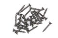 Black screws isolated on white background closeup. Top view. Royalty Free Stock Photo
