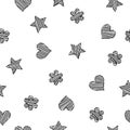 Black scribble shapes on white background, minimalistic concept seamless pattern