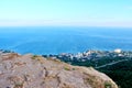 Black sea crimea, sea view, sea horizon, sea and sky, breathtaking view from the mountains, Crimean mountains, travel across Crime Royalty Free Stock Photo