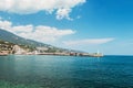 Black Sea embankment and lighthouse in Yalta Royalty Free Stock Photo