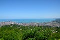 Black Sea horizon with city skyline cable cars tall buildings Batumi Georgia