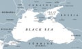 Black Sea region, with Crimea and Sea of Azov, gray political map