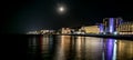Black Sea resort night lights panorama with long exposure Royalty Free Stock Photo