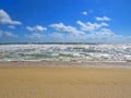 Black sea sands and stormy waves. Summer vacation. Royalty Free Stock Photo