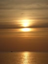 Black Sea and a ship in the distance at sunset in Sochi