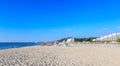 The Black Sea shore, blue clear water, beach with sand, Albena, Bulgaria Royalty Free Stock Photo