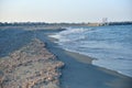 Black Sea shore with smooth wave in the evening as nature travel Royalty Free Stock Photo