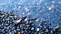 Black sea stone pebbles at Mavra Volia beach in Chios, Greece