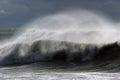 Black sea Storm. Windy weather. Wave with splashes Royalty Free Stock Photo