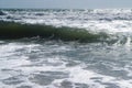 Black Sea. Summer storm. Waves lapping at the sandy beach. Royalty Free Stock Photo