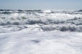 Black Sea. Summer storm. Waves lapping at the sandy beach. Royalty Free Stock Photo