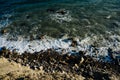 The Black Sea. Top view of the sea waves beating against large rocks Royalty Free Stock Photo