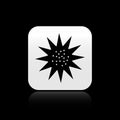 Black Sea urchin icon isolated on black background. Silver square button. Vector. Royalty Free Stock Photo