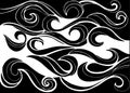 Black sea curved waves drawing illustration vector