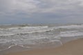 Black sea waves. Stormy day. Beach Royalty Free Stock Photo