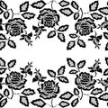 Black seamless lace border with flowers on white background Royalty Free Stock Photo