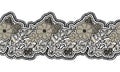 Black seamless lace ribbon on white background. Floral seamless border for design. Royalty Free Stock Photo