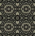 Black seamless lace on a yellow background Royalty Free Stock Photo