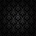 Black seamless ornament background - wallpaper with flower, crown, star, leaf