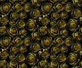 Black seamless pattern with golden line roses