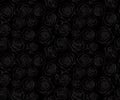 Black seamless pattern with gray line roses