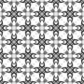 Black Seamless Pattern With Small Circles Flowers Pattern On White Background