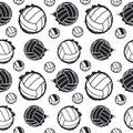 Black seamless pattern for volleyball. Sports background for the design of textiles, paper. Abstract flying ball.