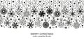 Black seamless snow flake border, white background Royalty Free Stock Photo