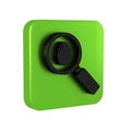 Black Search and easter egg icon isolated on transparent background. Happy Easter. Green square button.