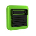 Black Search engine icon isolated on transparent background. Green square button.