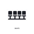 black seats isolated vector icon. simple element illustration from football concept vector icons. seats editable black logo symbol