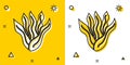 Black Seaweed icon isolated on yellow and white background. Underwater seaweed spirulina, aquatic marine algae plant