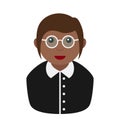 Black Secretary Woman Flat Icon on White