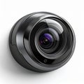 Black Security Camera Dome with a Shiny Lens on a White Background Royalty Free Stock Photo