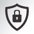 Security icon. Protection symbol. Shield with padlock. Vector illustration